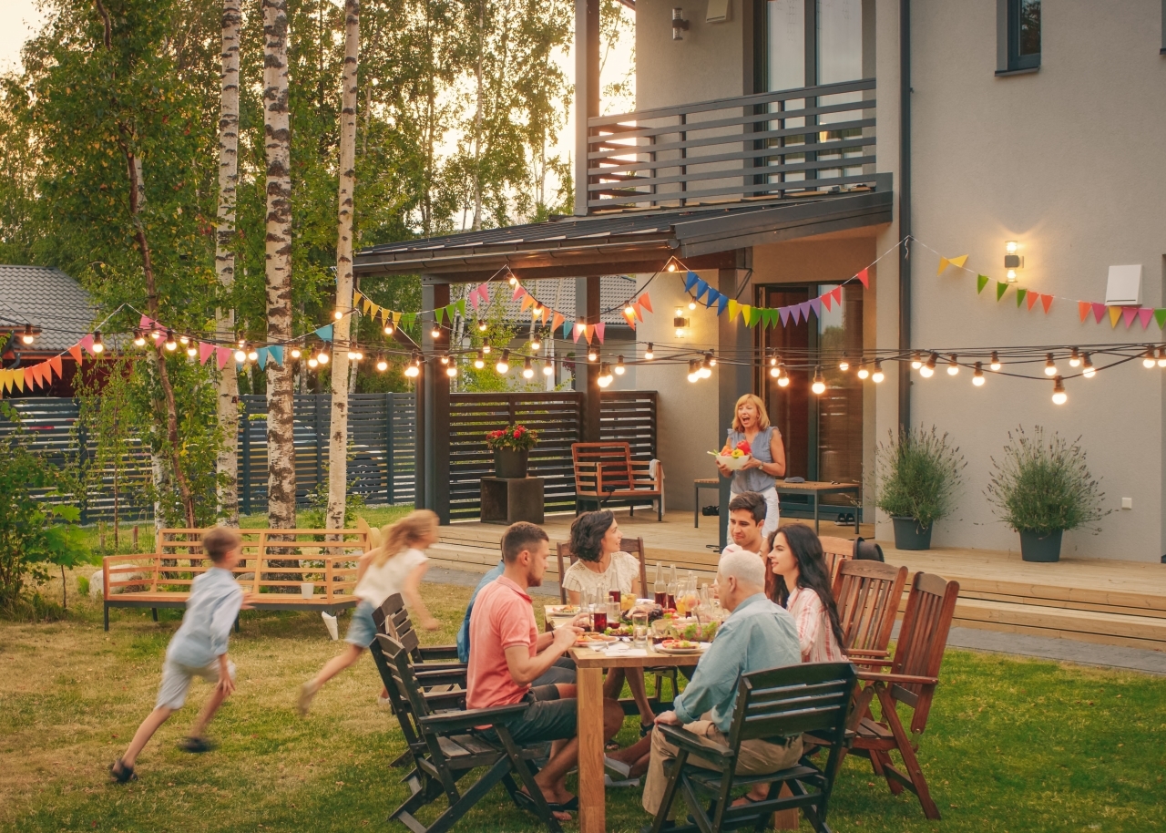 family gathering in the backyard